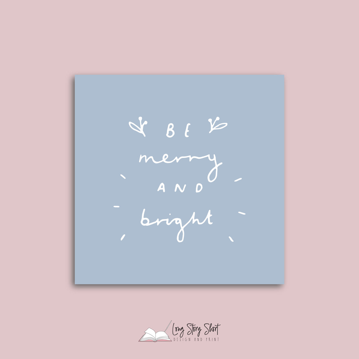 Muted Blue Illustrated Christmas Vinyl Label Pack Square Matte/Gloss