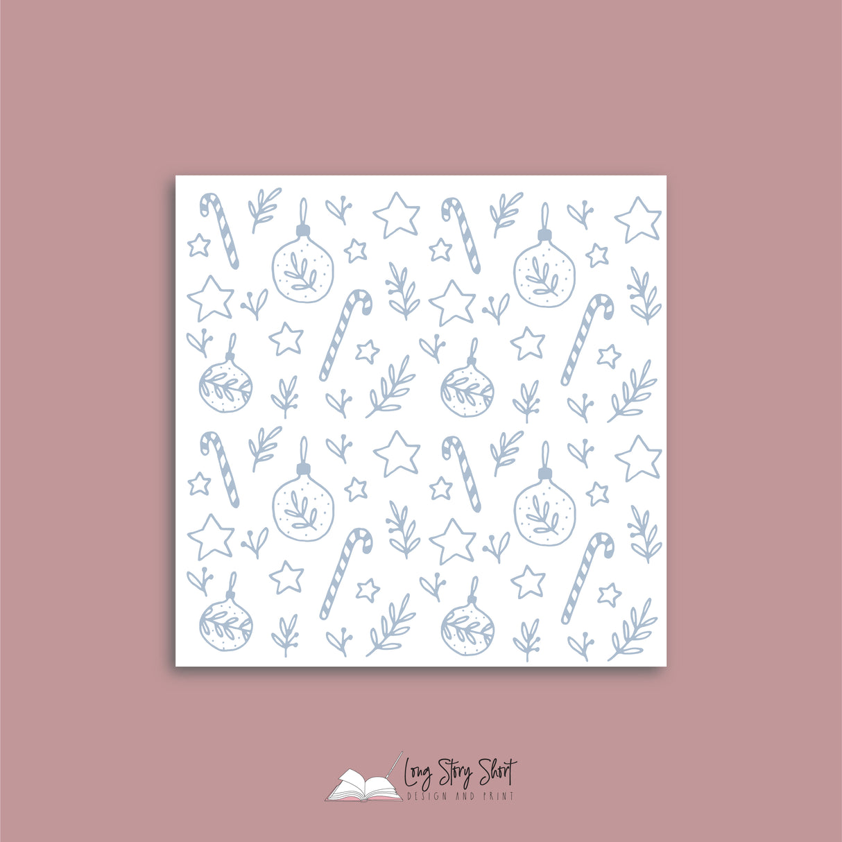 Muted Blue Illustrated Happy Holidays Vinyl Label Pack Square Matte/Gloss