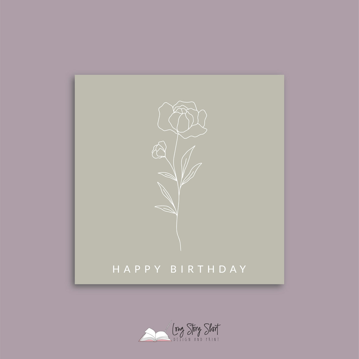 Muted Green Botanical Happy Birthday Vinyl Label Pack