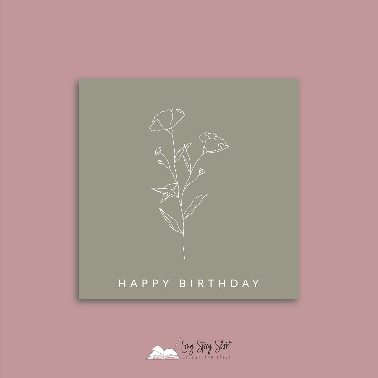 Muted Green Botanical Happy Birthday Vinyl Label Pack