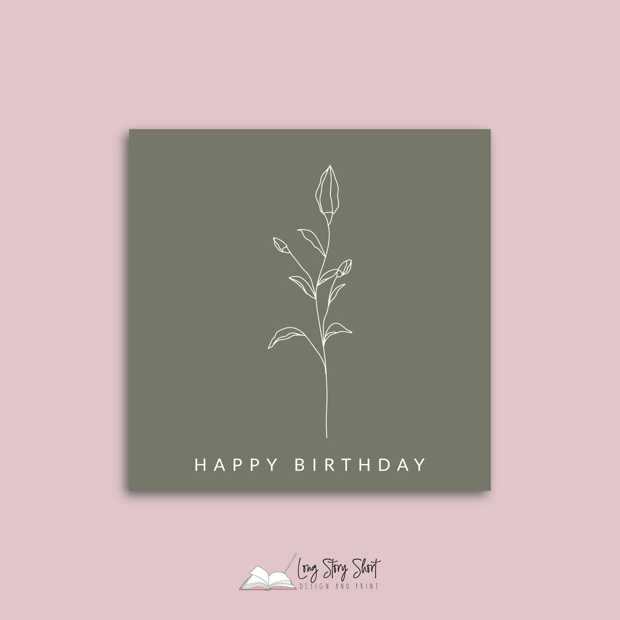 Muted Green Botanical Happy Birthday Vinyl Label Pack