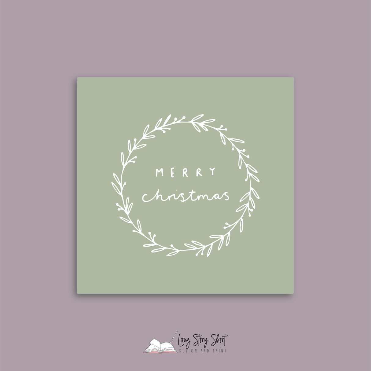 Muted Green Illustrated Christmas Vinyl Label Pack Square Matte/Gloss