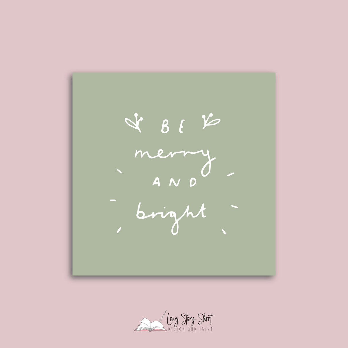 Muted Green Illustrated Christmas Vinyl Label Pack Square Matte/Gloss