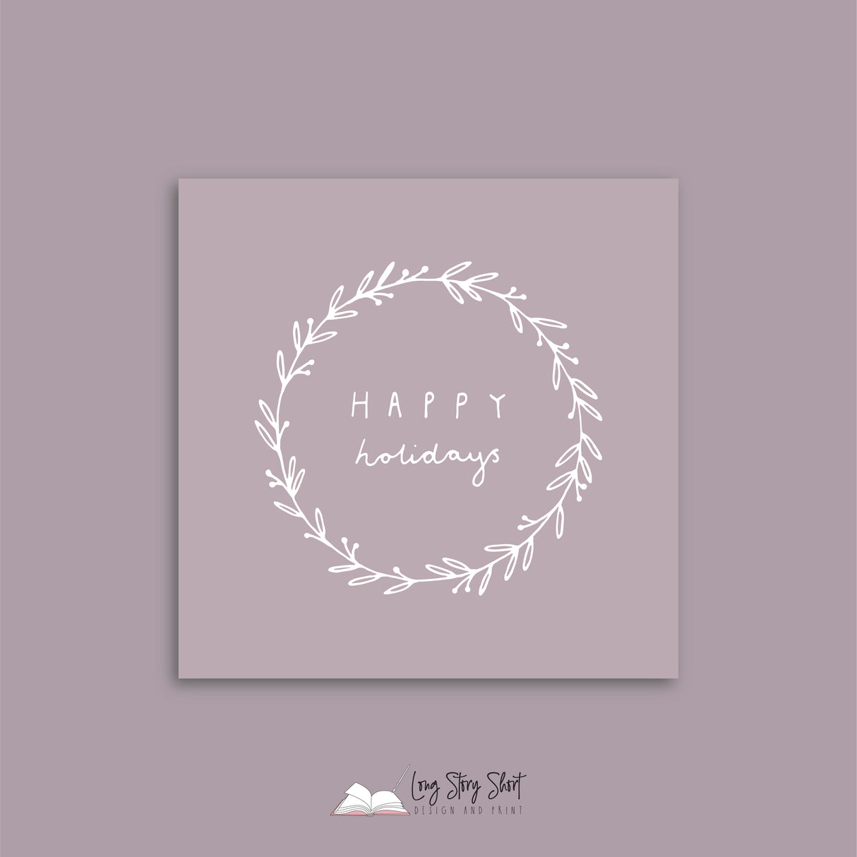 Muted Plum Illustrated Happy Holidays Vinyl Label Pack Square Matte/Gloss