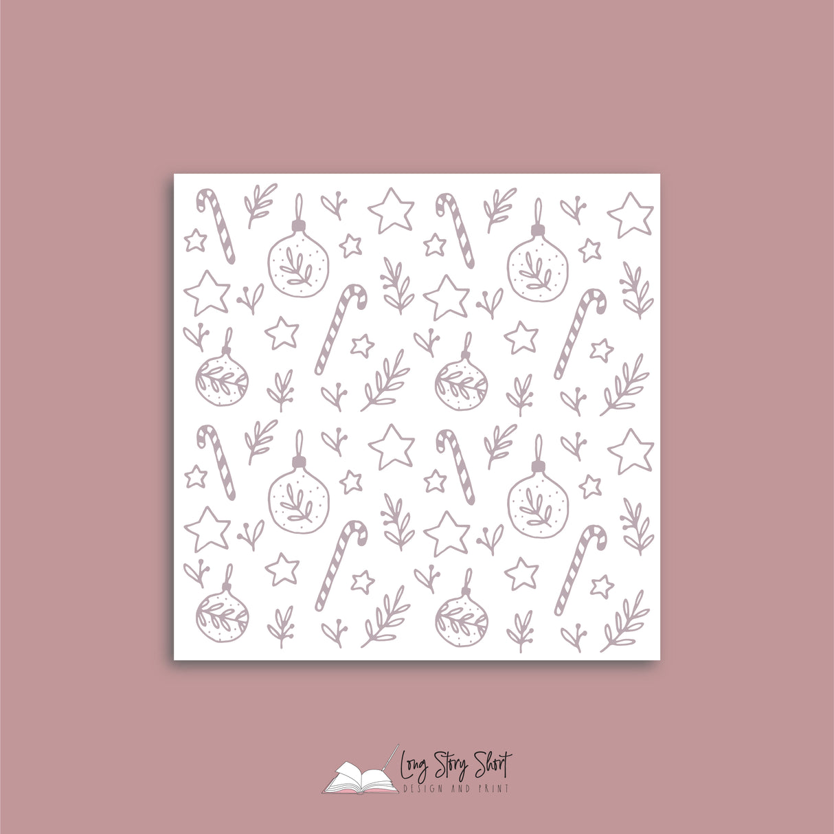 Muted Plum Illustrated Happy Holidays Vinyl Label Pack Square Matte/Gloss