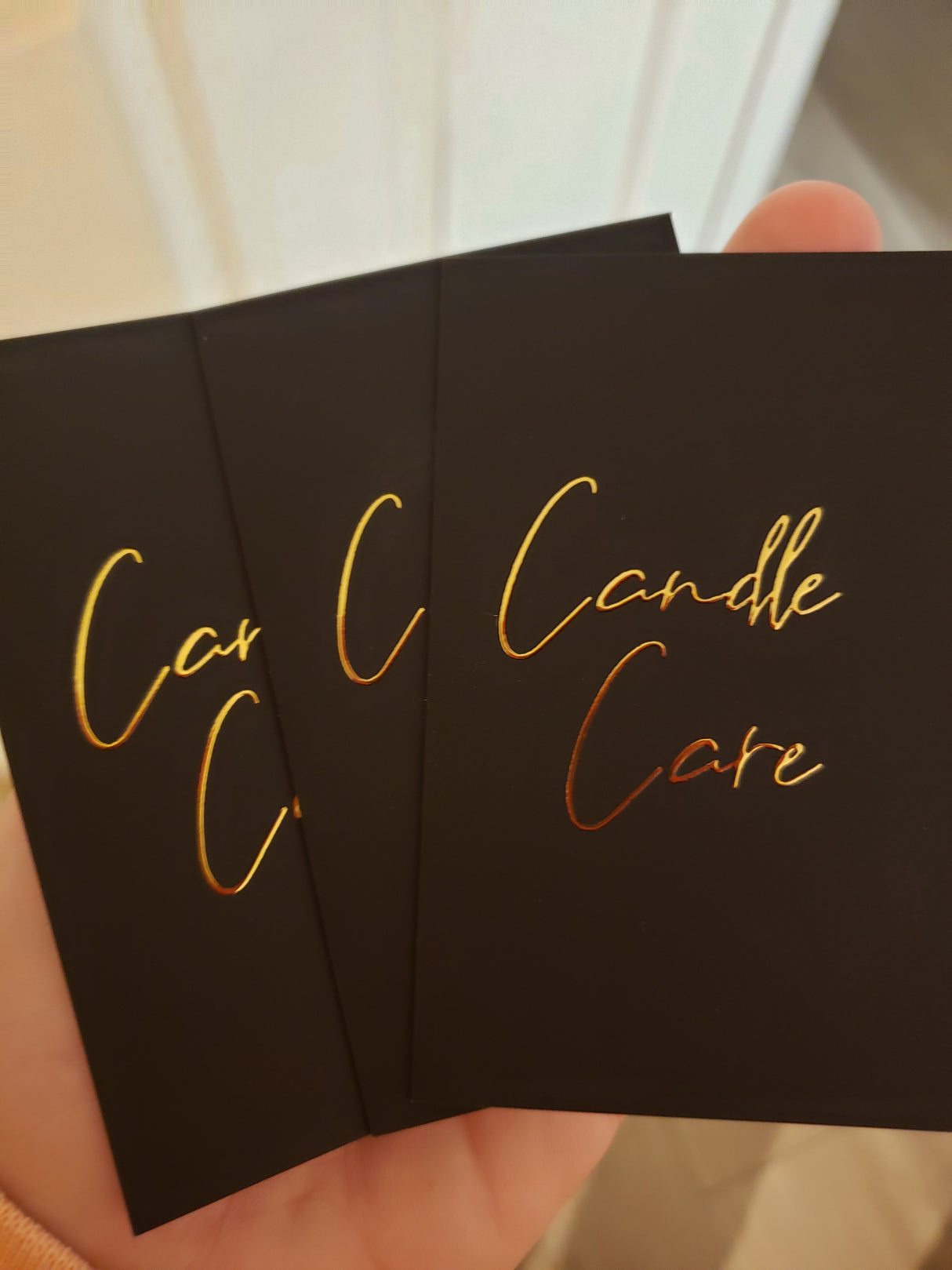3D Gold Foiled Candle Care Cards Black/Pink