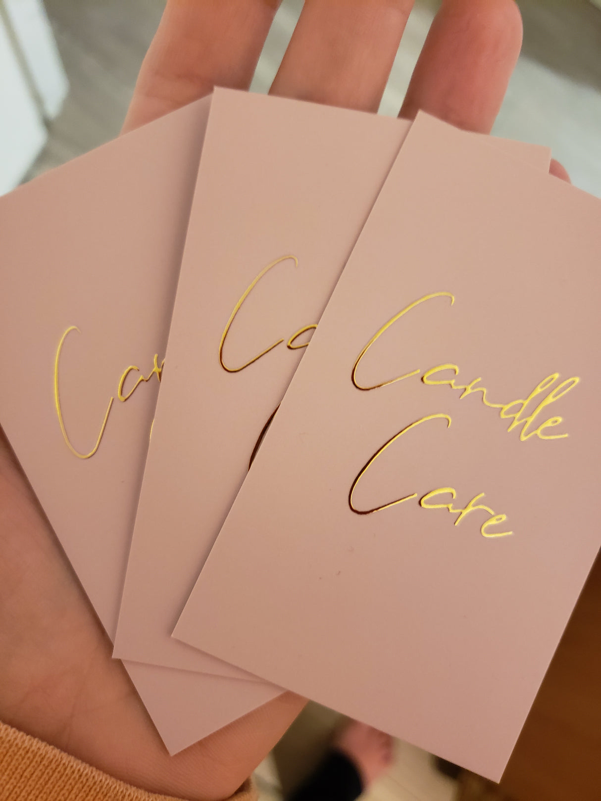 3D Gold Foiled Candle Care Cards Black/Pink