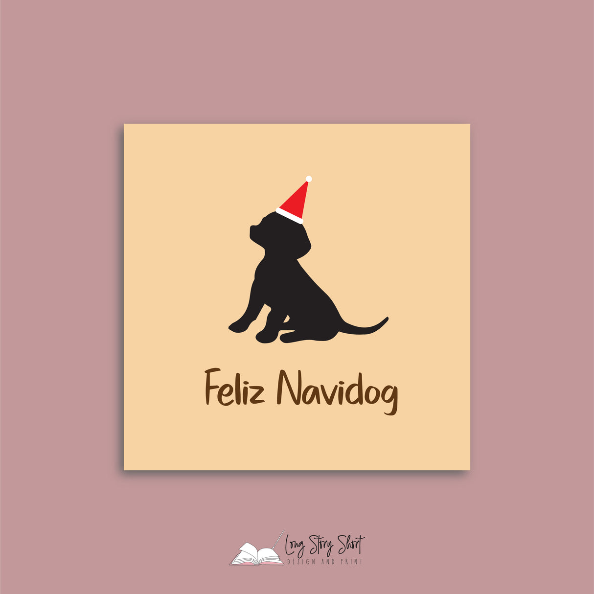 Feliz Navidog Peach Vinyl Label Pack Square Matte/Gloss