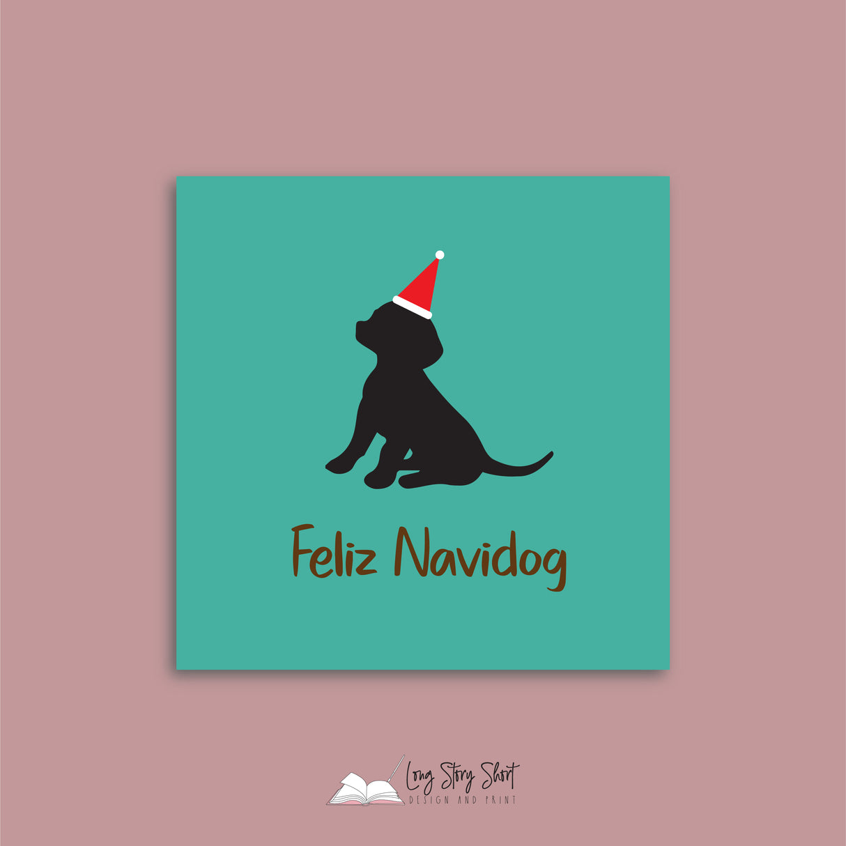 Feliz Navidog Teal Vinyl Label Pack Square Matte/Gloss