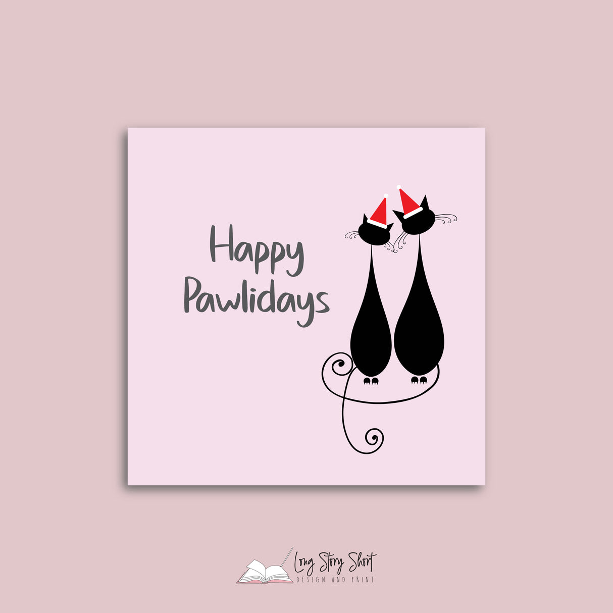 Merry Catmas Pink Christmas Vinyl Label Pack Square Matte/Gloss