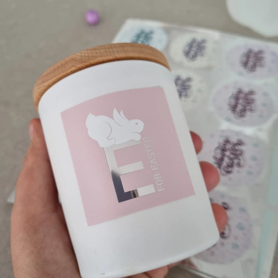 E for Easter Bunny Vinyl Label Pack (Square) Matte/Gloss/Foil