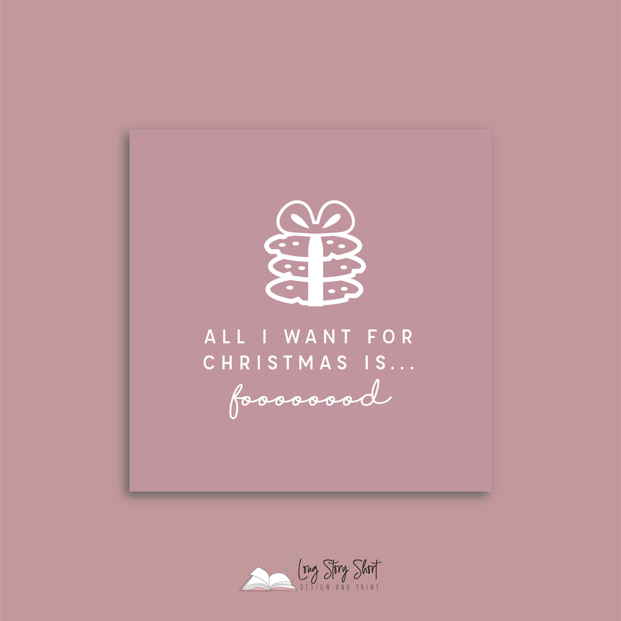 All I want for Christmas is food Pink Vinyl Label Pack Square Matte/Gloss