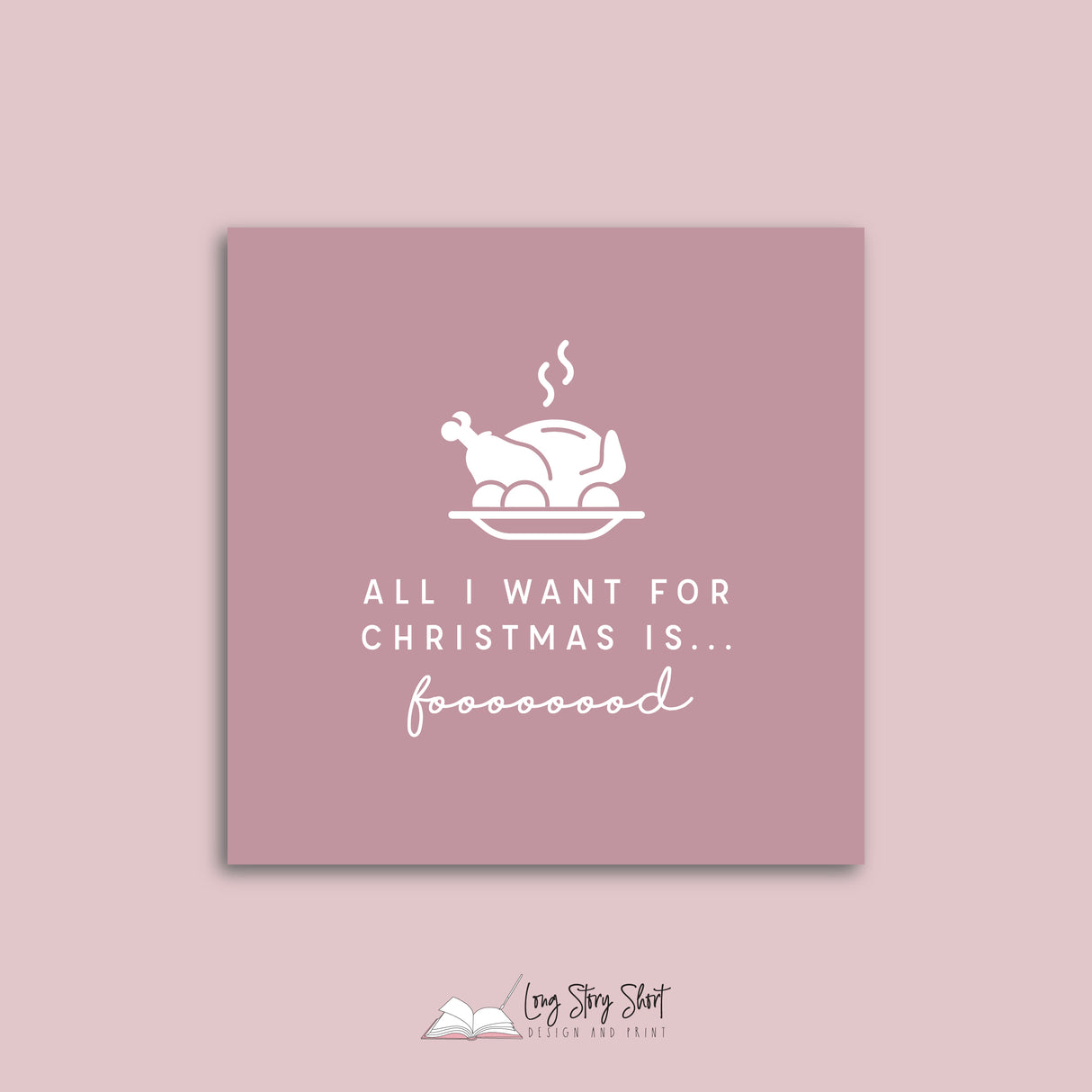 All I want for Christmas is food Pink Vinyl Label Pack Square Matte/Gloss