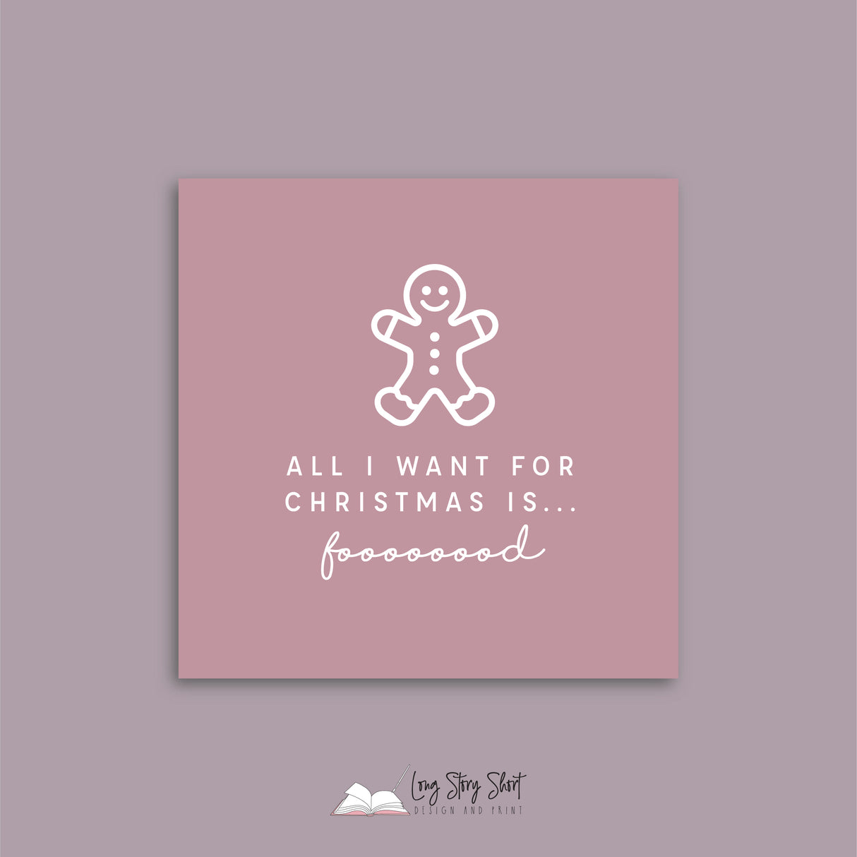 All I want for Christmas is food Pink Vinyl Label Pack Square Matte/Gloss