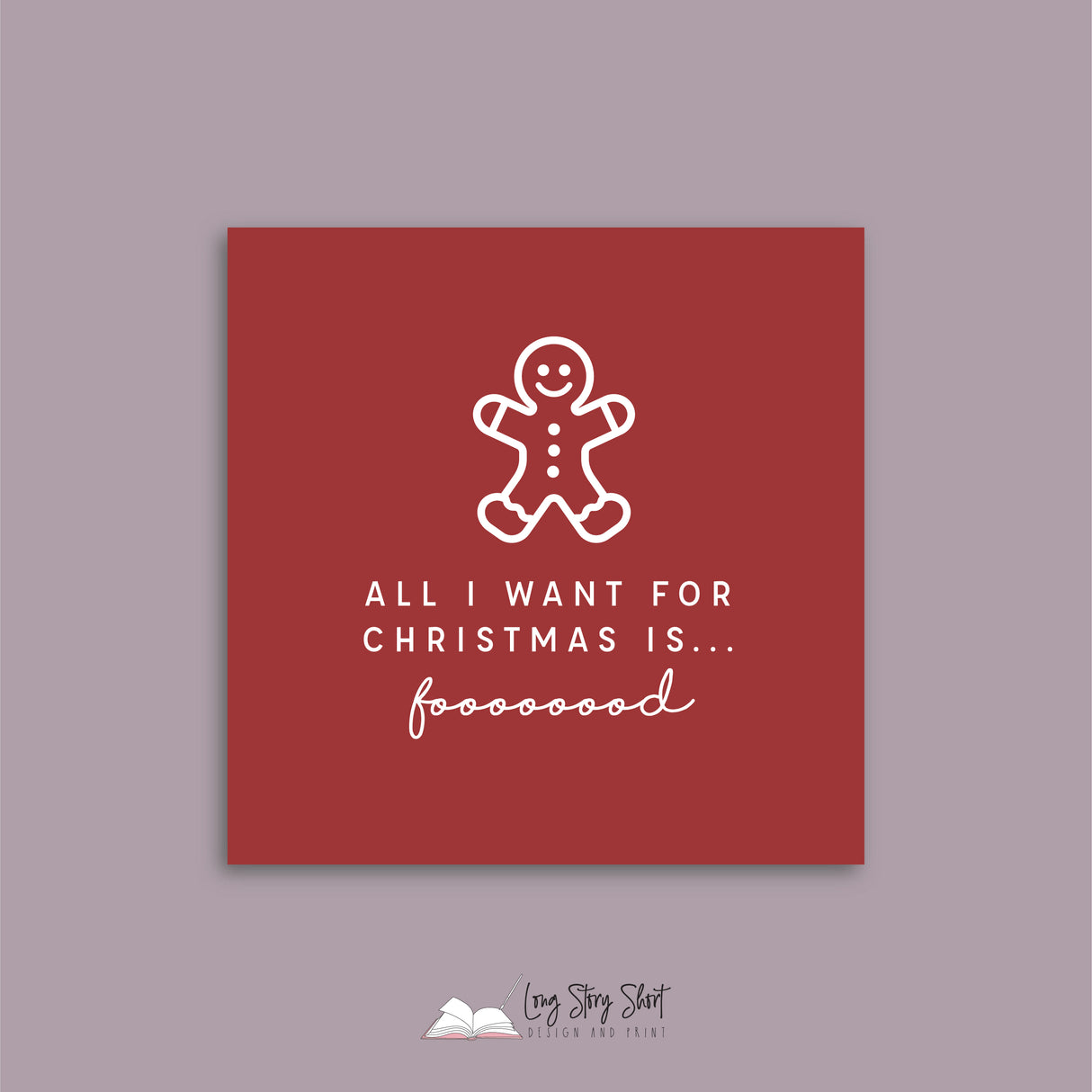 All I want for Christmas is food Red Vinyl Label Pack Square Matte/Gloss