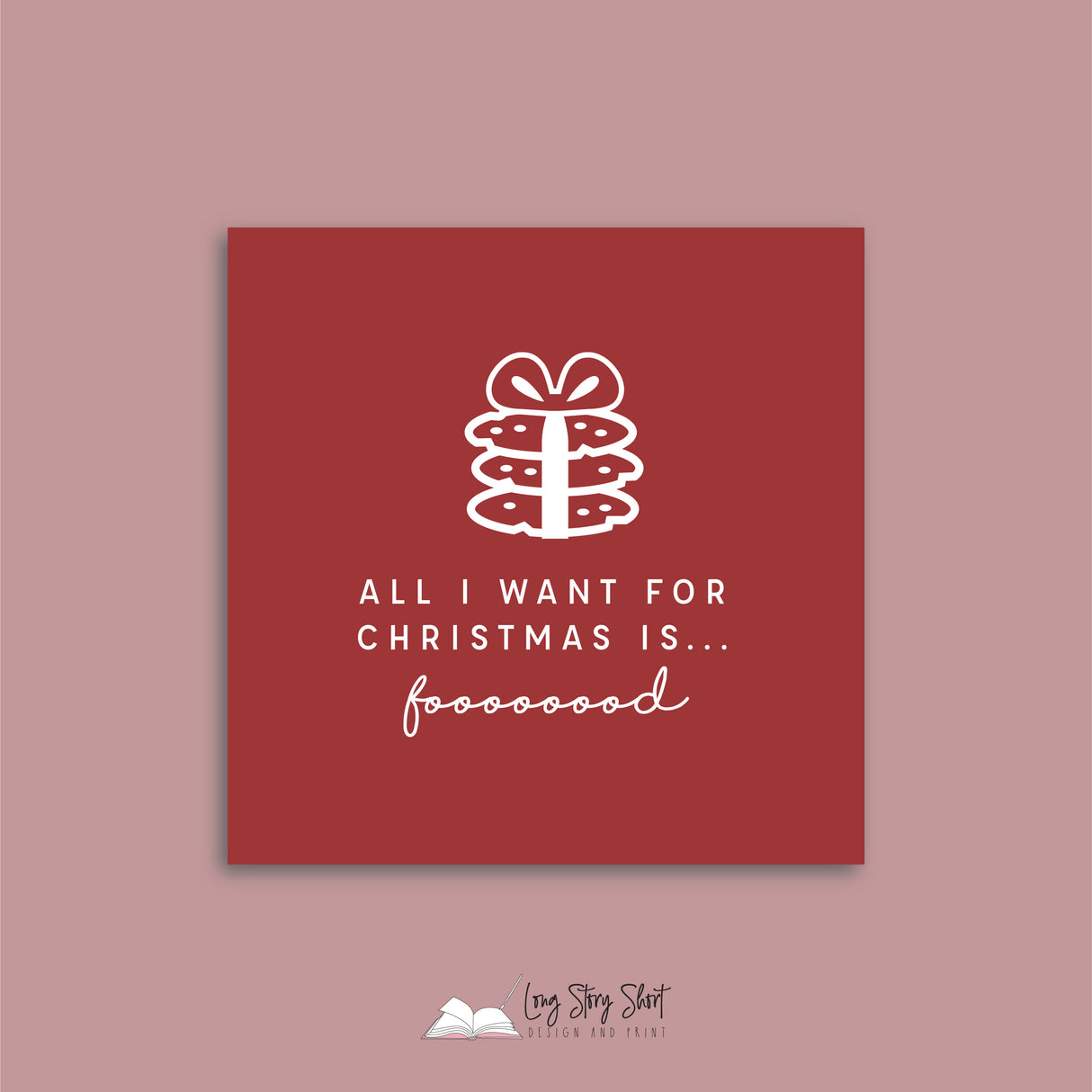 All I want for Christmas is food Red Vinyl Label Pack Square Matte/Gloss