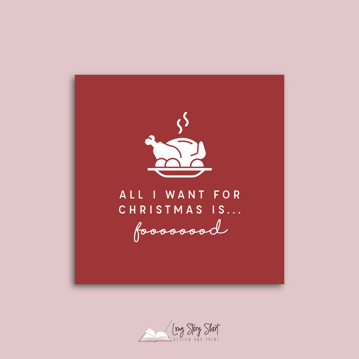 All I want for Christmas is food Red Vinyl Label Pack Square Matte/Gloss
