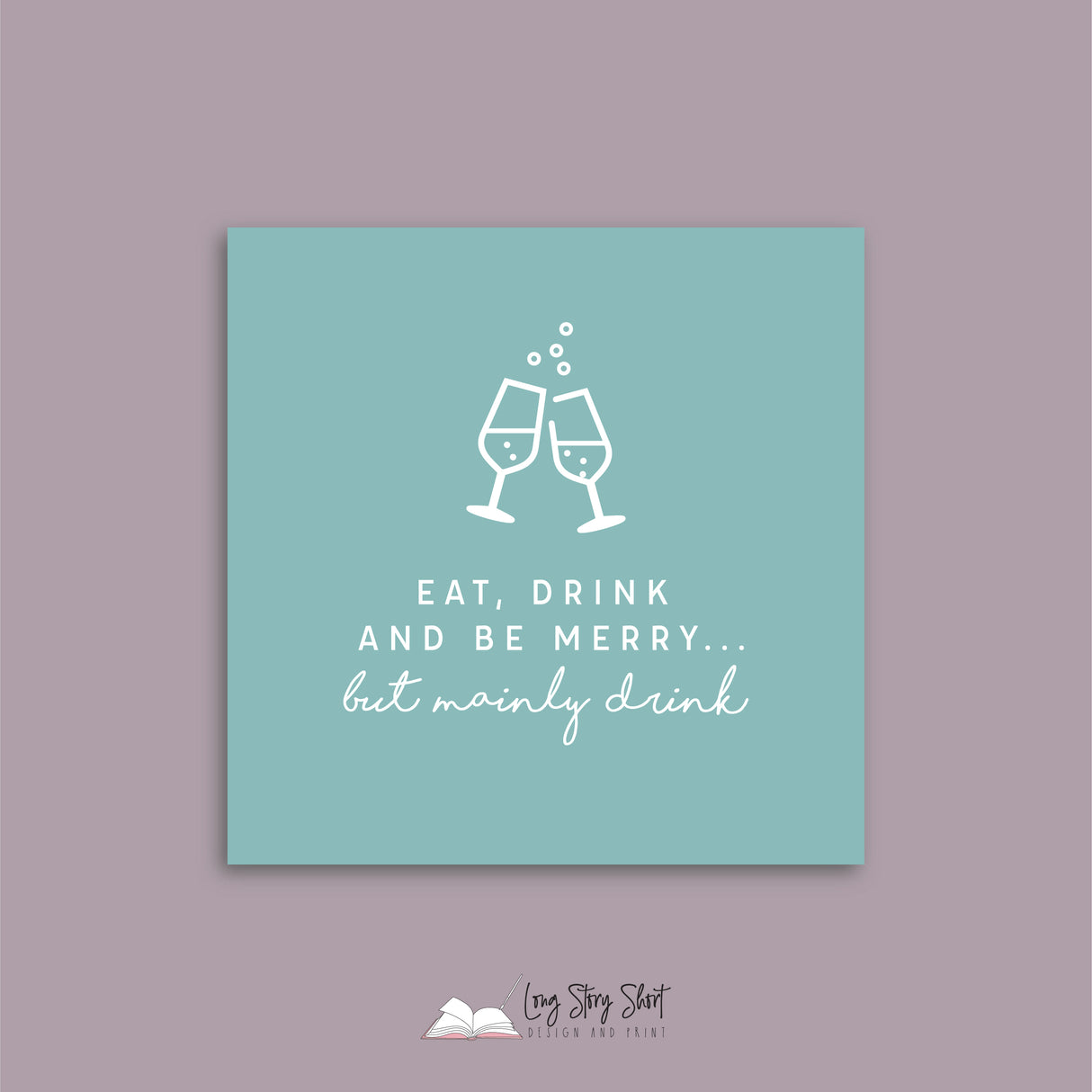 Mainly Drink Christmas Teal Vinyl Label Pack Square Matte/Gloss