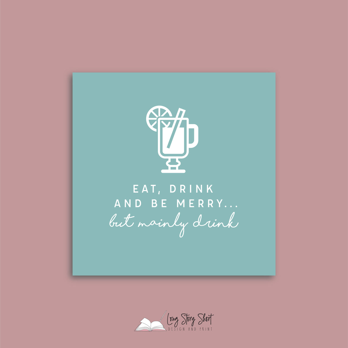 Mainly Drink Christmas Teal Vinyl Label Pack Square Matte/Gloss