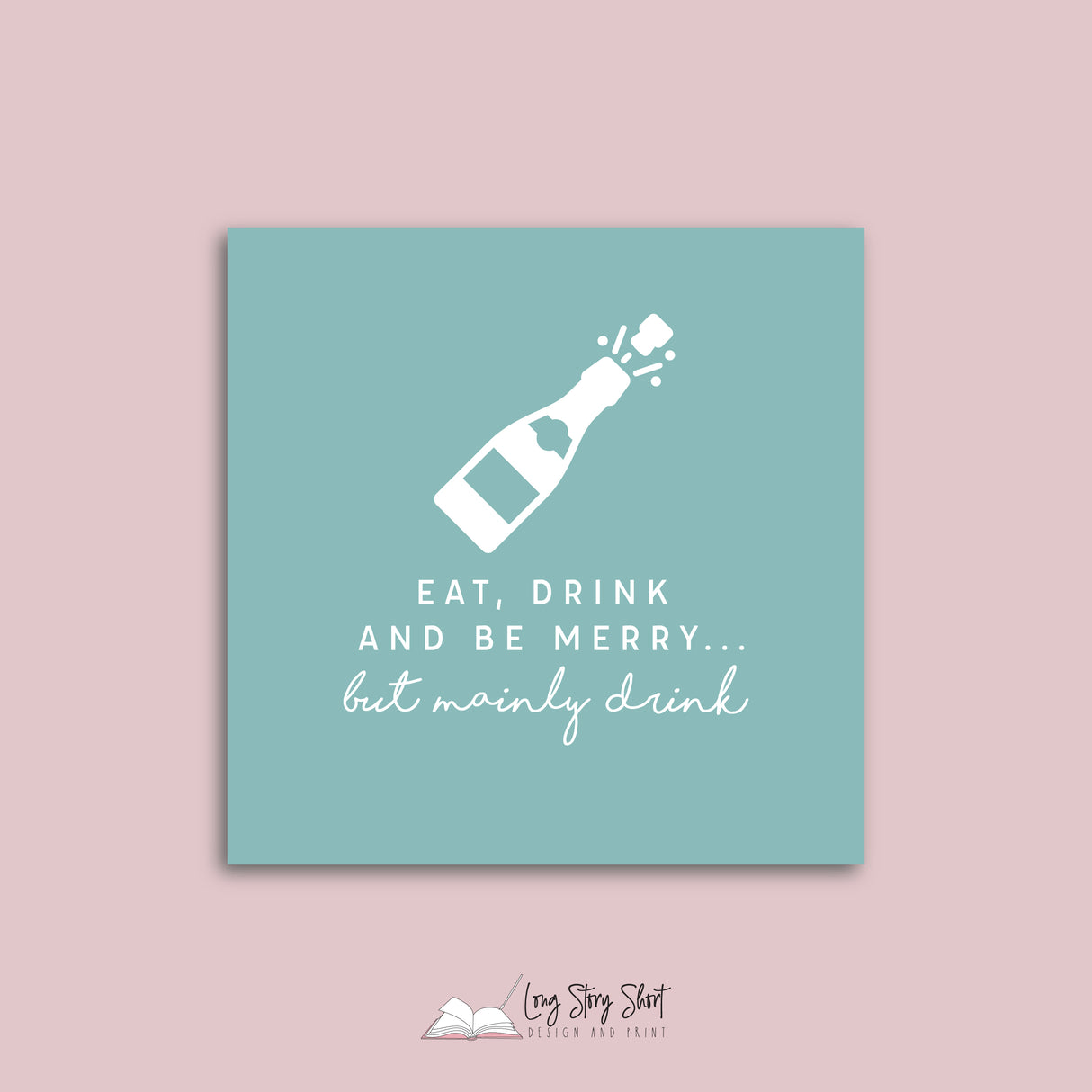 Mainly Drink Christmas Teal Vinyl Label Pack Square Matte/Gloss