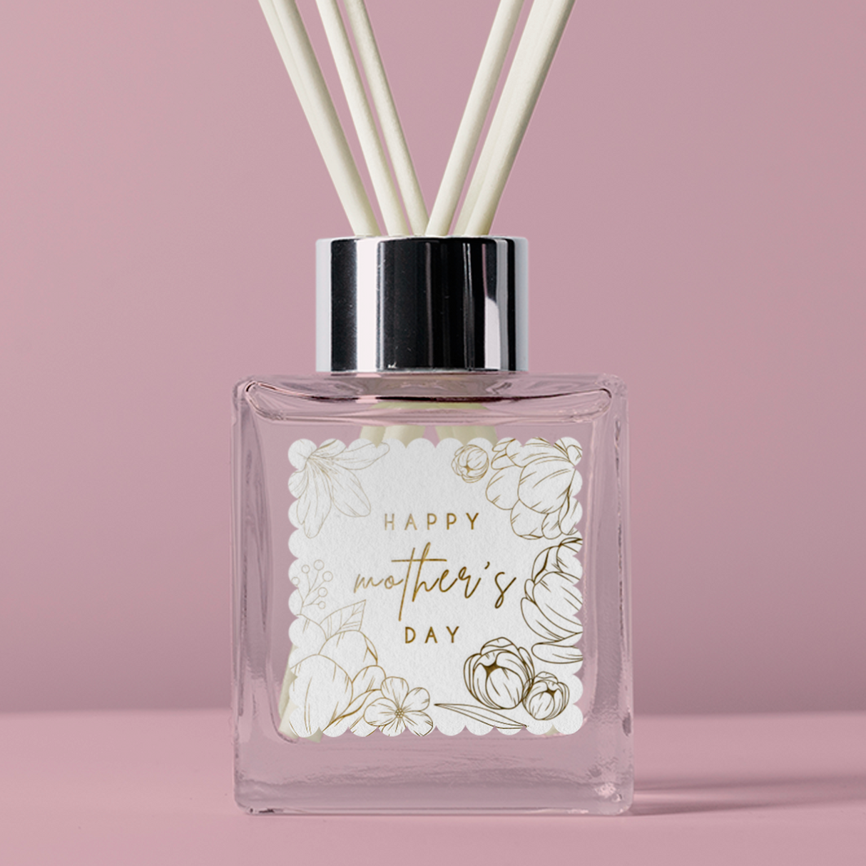 FOIL Golden Florals Mother's Day Collection - Square - Design Six Vinyl Label Pack