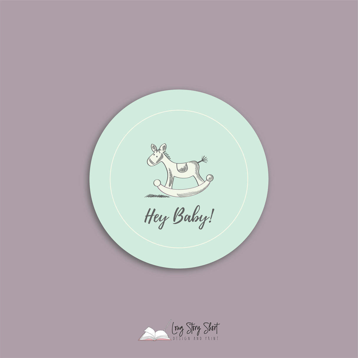 Babyshower Rockinghorse Design Round Vinyl Label Pack