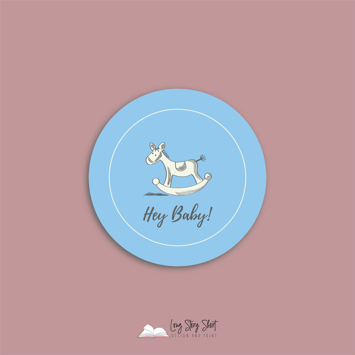 Babyshower Rockinghorse Design Round Vinyl Label Pack