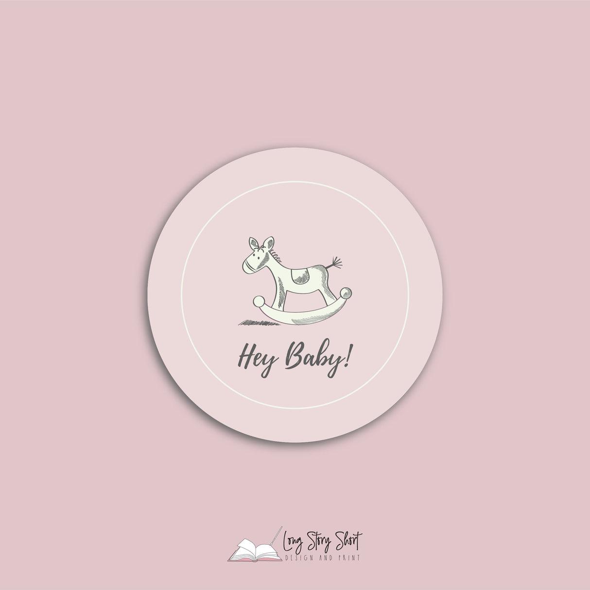 Babyshower Rockinghorse Design Round Vinyl Label Pack