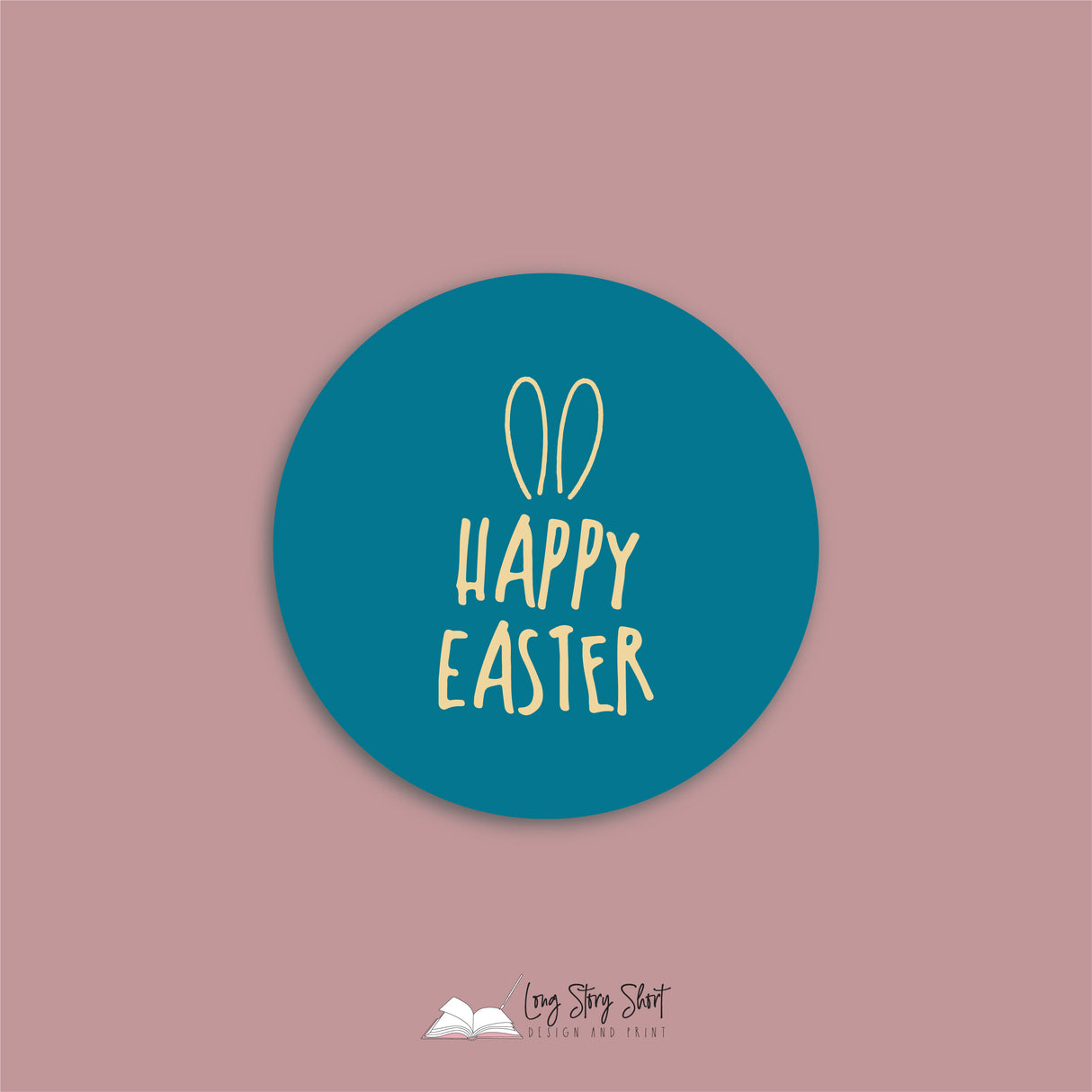Happy Easter Ears Round Vinyl Label Pack matte/gloss