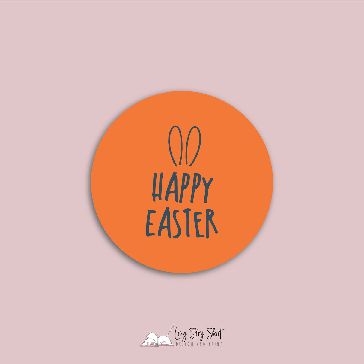 Happy Easter Ears Round Vinyl Label Pack matte/gloss
