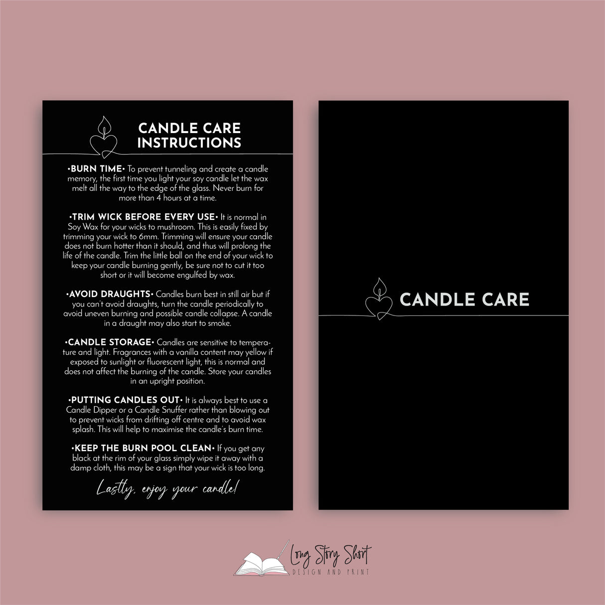 Cotton Wick Candle Care Card Templates
