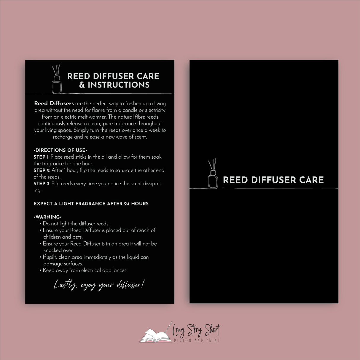 Reed Diffuser Care Card Templates