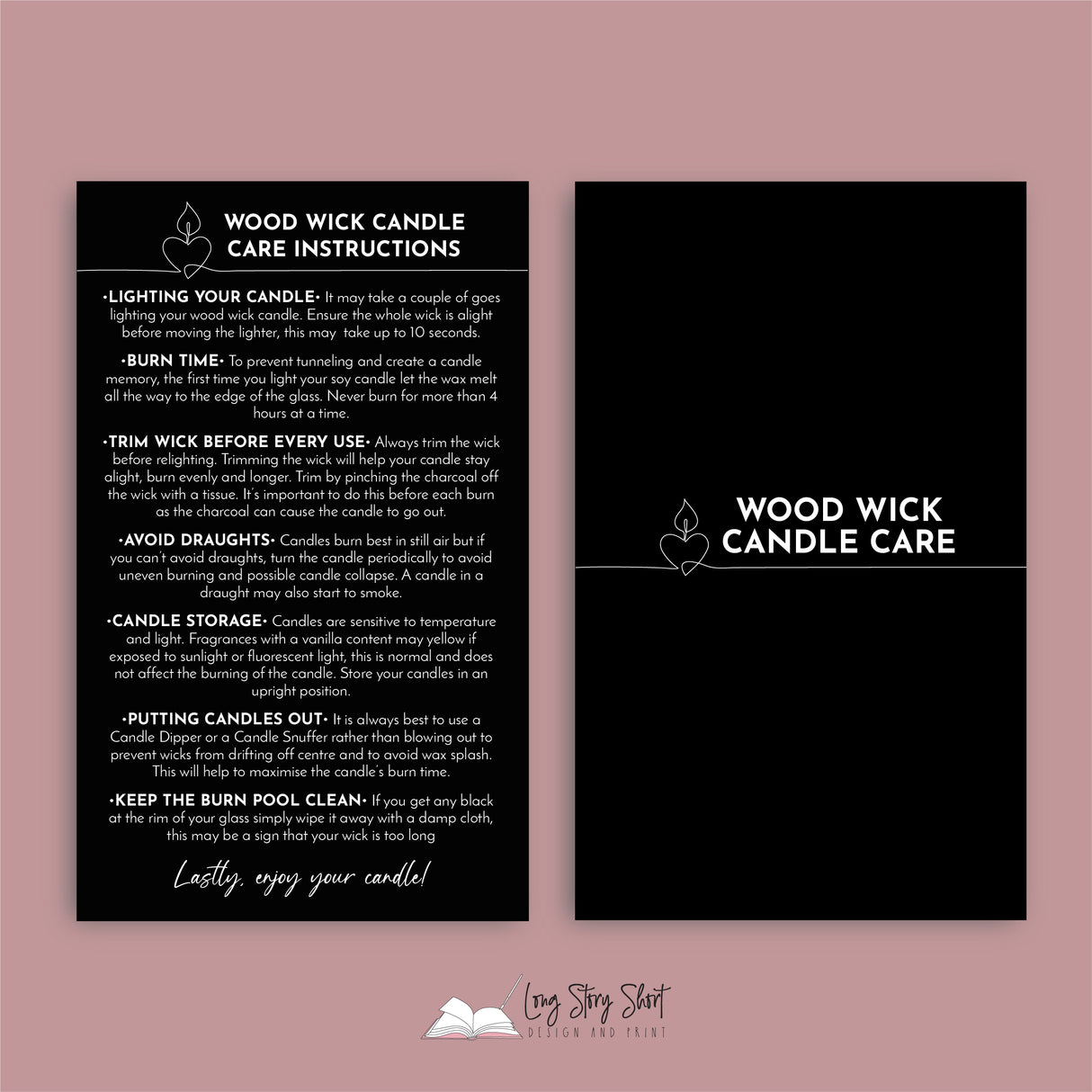 Wood Wick Candle Care Card Templates