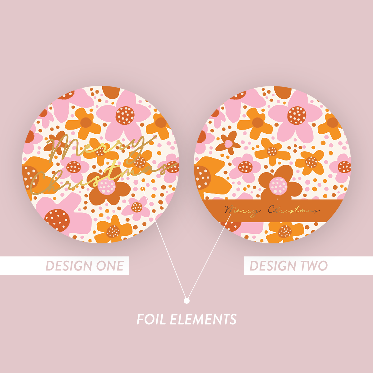 Jess Walker Christmas Vinyl Label Pack THREE (ROUND) FOIL