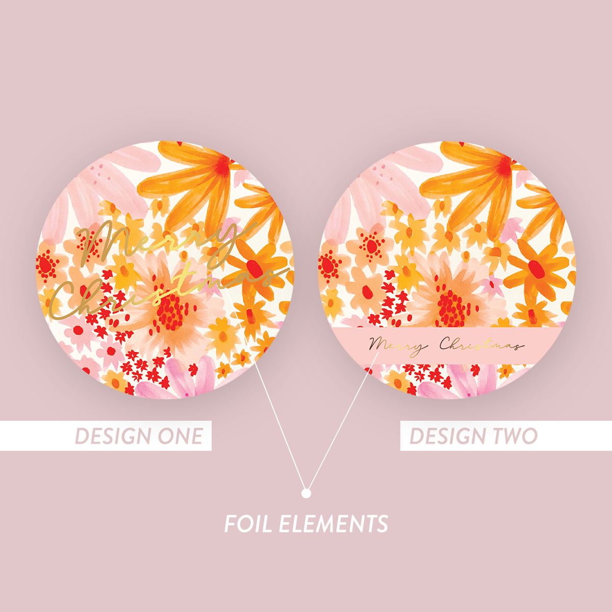 Jess Walker Christmas Vinyl Label Pack FOUR (ROUND) FOIL