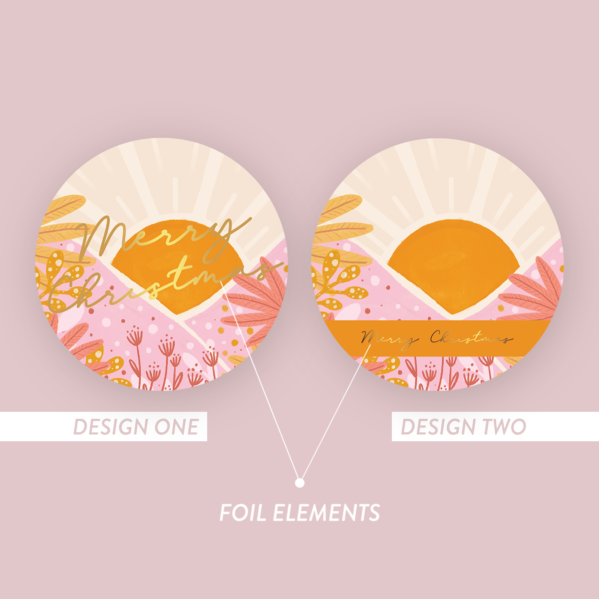 Jess Walker Christmas Vinyl Label Pack SIX (ROUND) FOIL