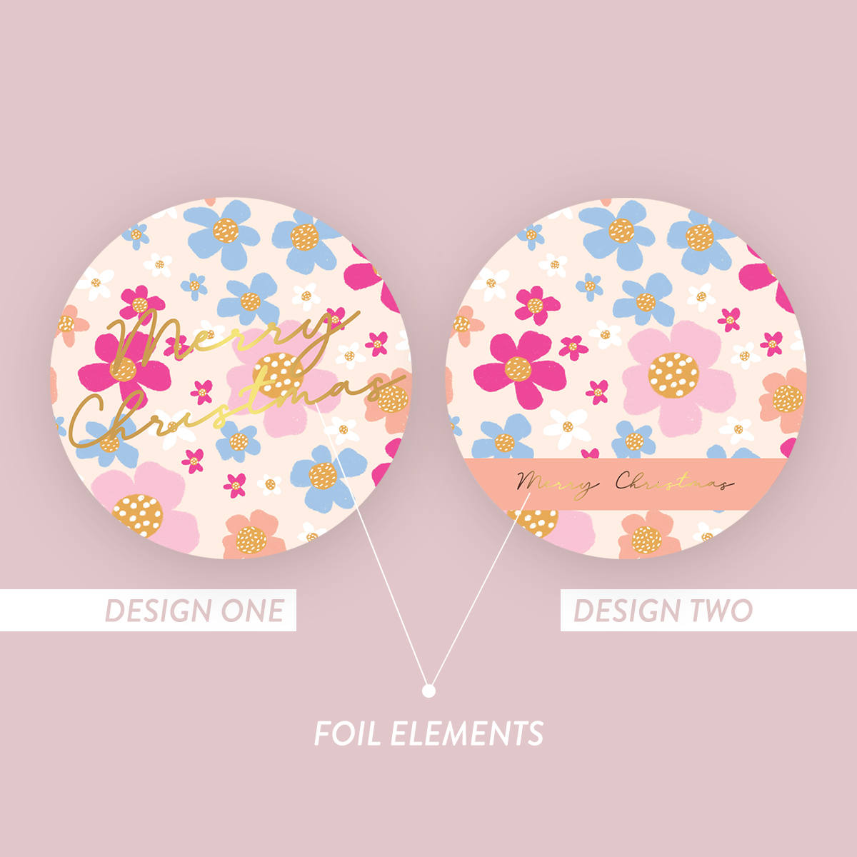 Jess Walker Christmas Vinyl Label Pack TWO (ROUND) FOIL