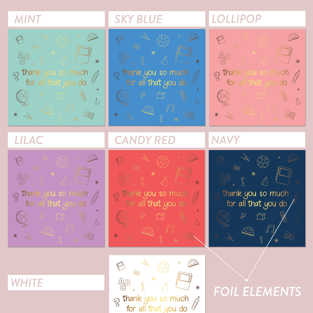 Festive Teacher Appreciation Vinyl Label Pack - Square