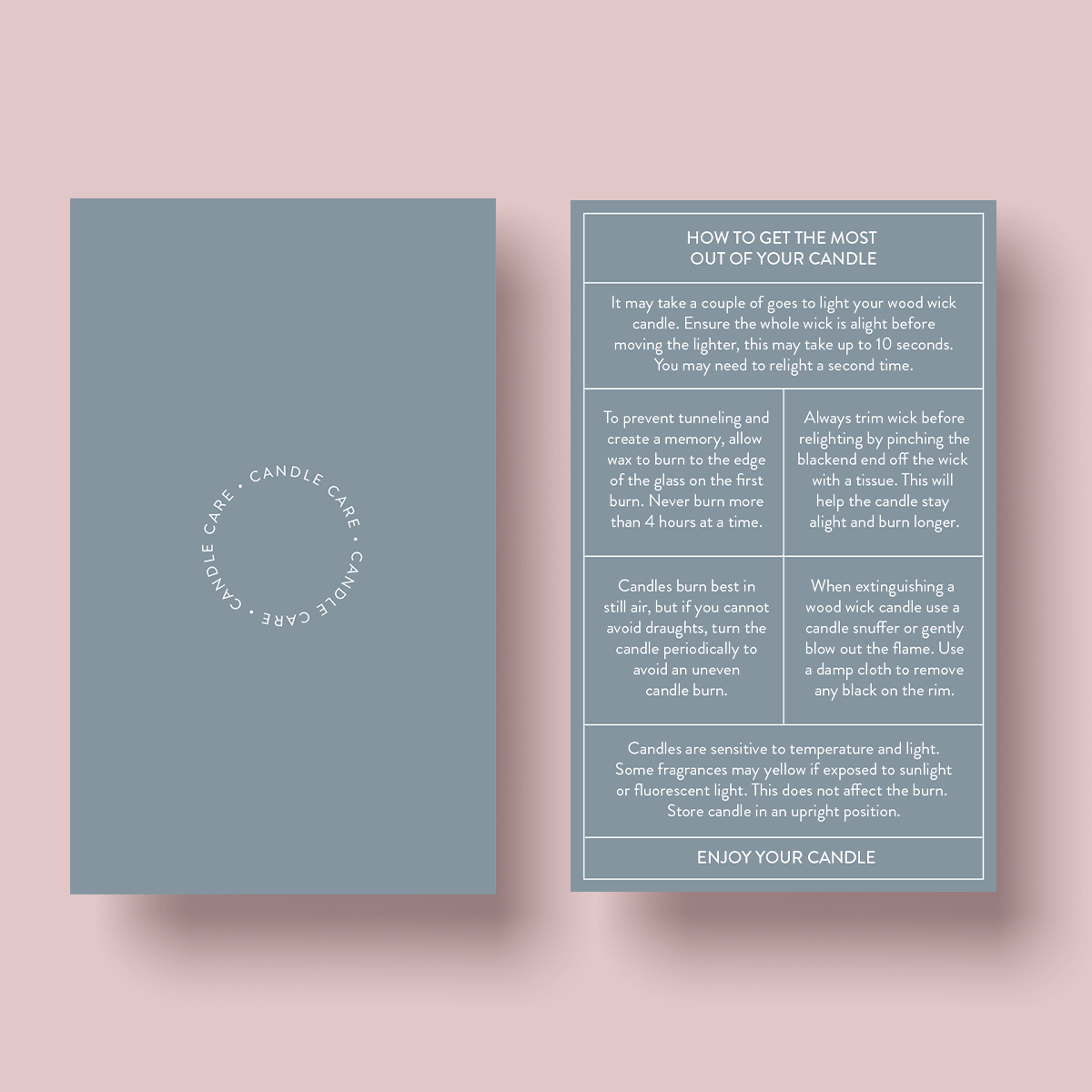 The Dusty Earth Collection - Wood Wick Candle Care Card