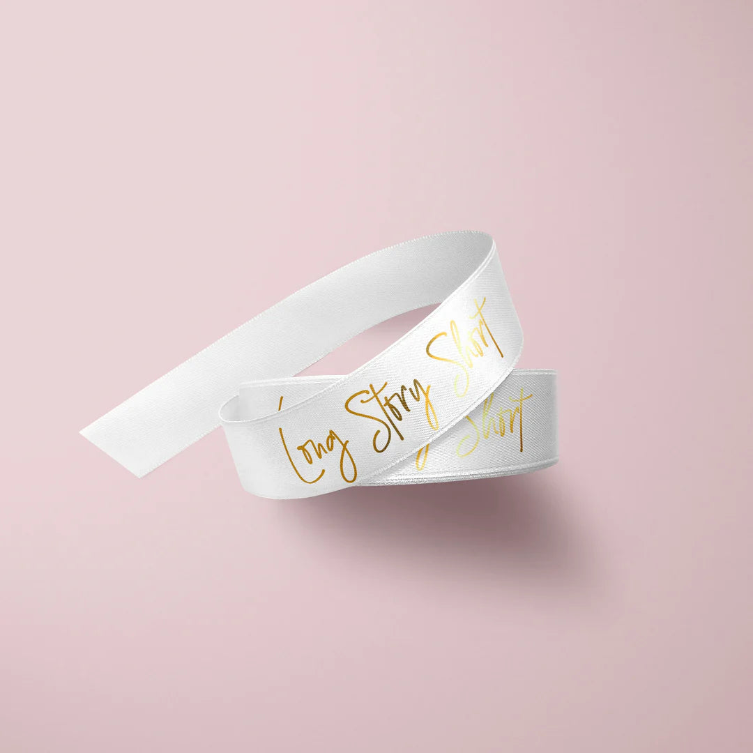 Biodegradable Custom Printed Ribbon - White x 50 meters (Grosgrain)