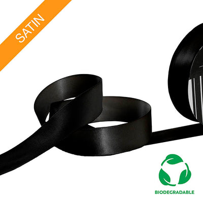 Biodegradable Custom Printed Ribbon - Black x 50 meters (Satin)