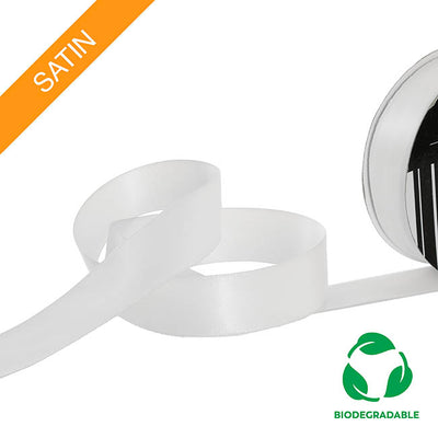 Biodegradable Custom Printed Ribbon - White x 50 meters (Satin)