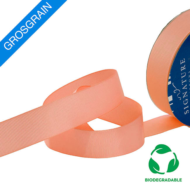 Biodegradable Custom Printed Ribbon - Peach x 50 meters (Grosgrain)