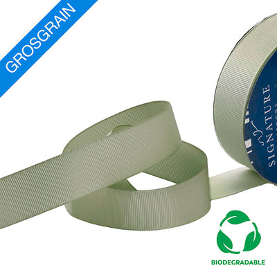 Biodegradable Custom Printed Ribbon - Sage x 50 meters (Grosgrain)