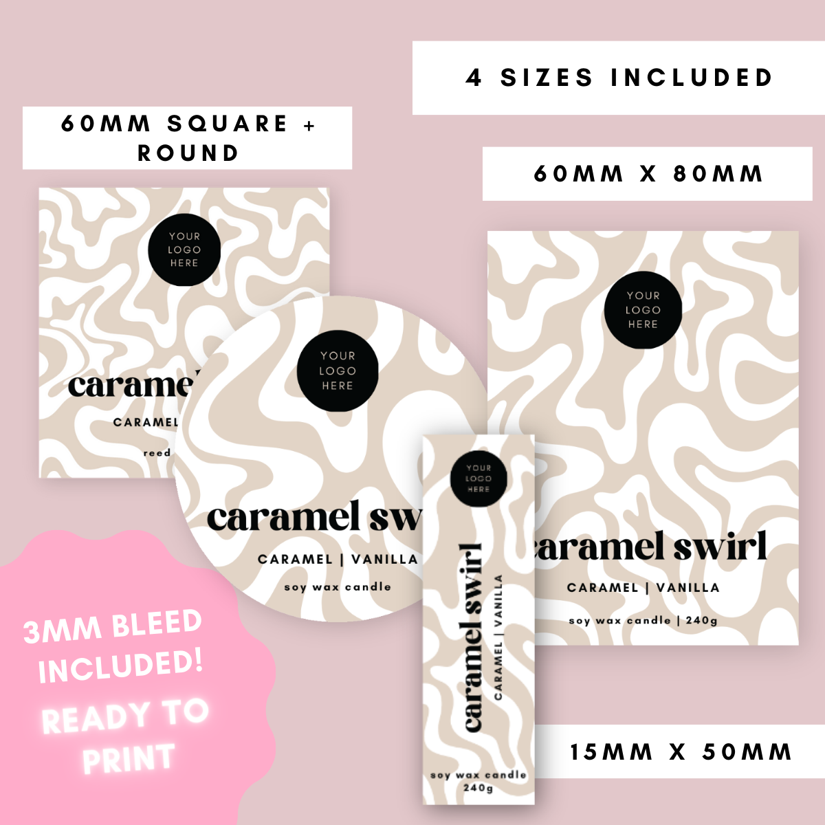 Caramel Swirl Canva Label Kit – Long Story Short Design and Print