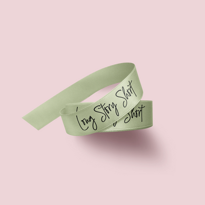 Biodegradable Custom Printed Ribbon - SAGE GREEN x 50 meters (Satin)