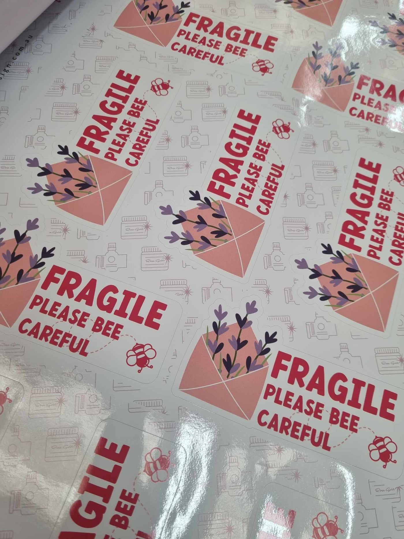 Bulk Fragile Packaging Sticker Vinyl Label Packs DESIGN SIX