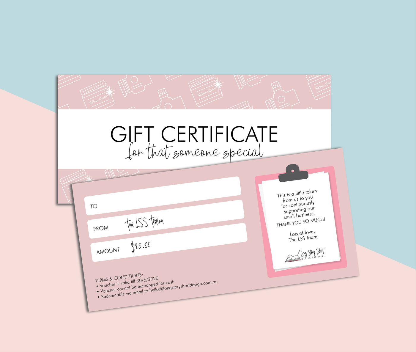 100% recycled ECO 350gsm Custom Gift Certificates