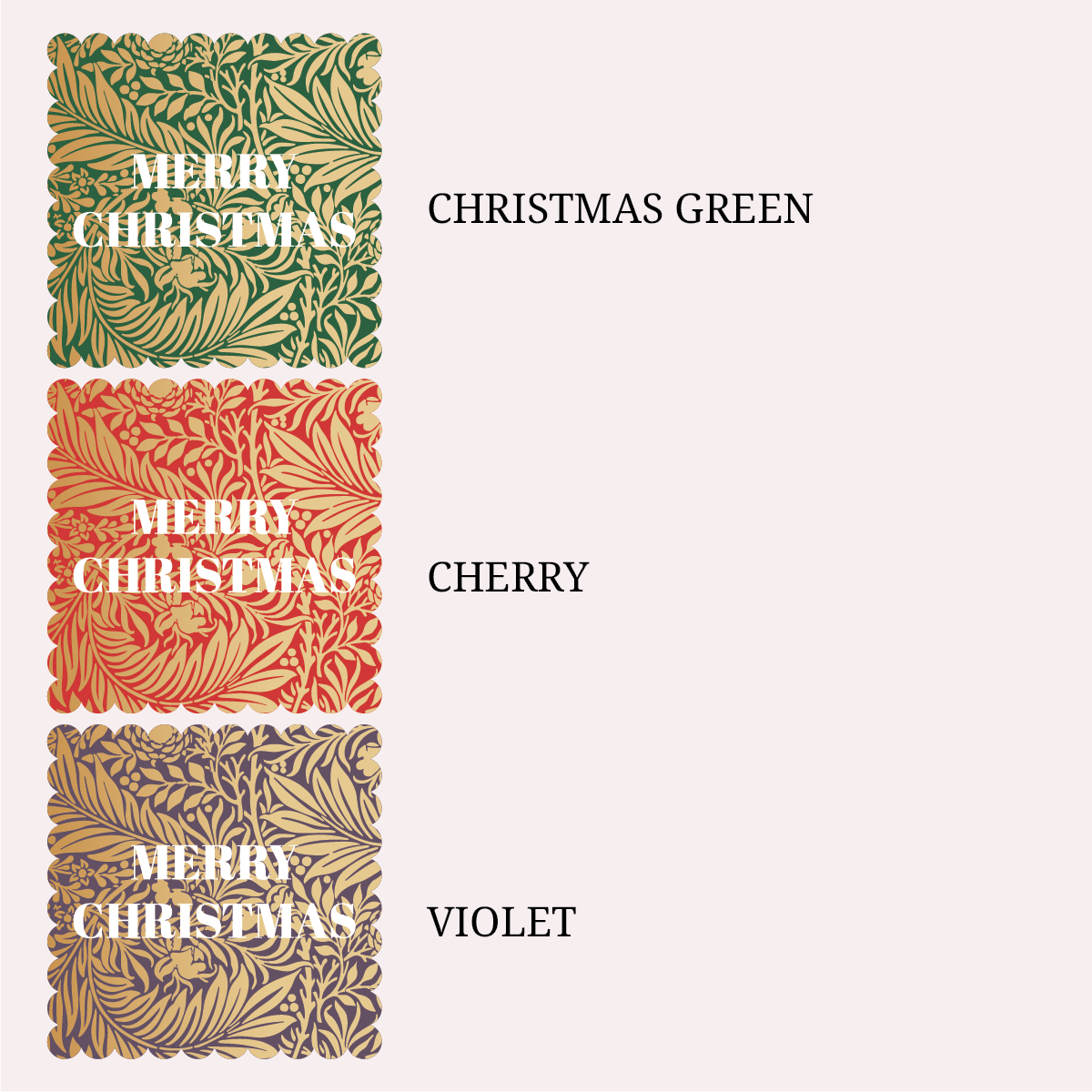 FOIL Golden Florals Christmas Collection - Scallop Square - Design Four Vinyl Label Pack