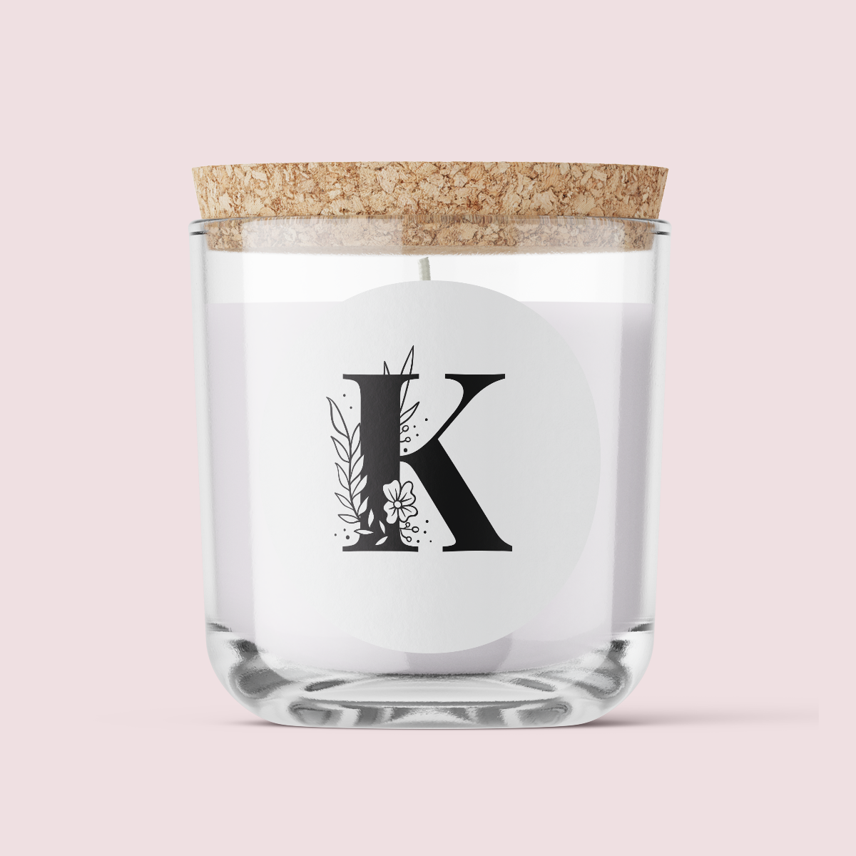 Floral Initials - Letter K - ROUND